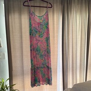 Lilly Pulitzer Pink and Green Floral Swim Coverup